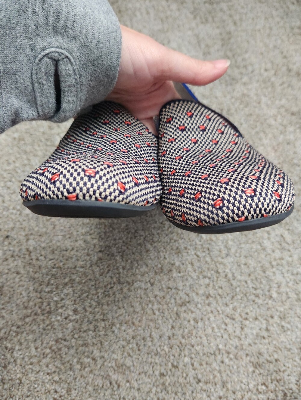 Rothy's Women's Coral/Navy Dot Loafers - Picture 2 of 5
